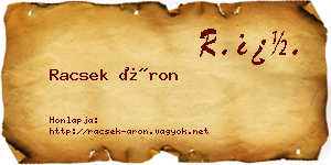 Racsek Áron névjegykártya